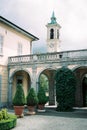 Arched terrace in the garden near the chapel. Lake Como, Italy