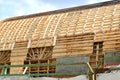 Arched timber roof construction site Royalty Free Stock Photo