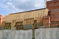 Arched timber roof construction site Royalty Free Stock Photo