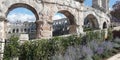 Arched wall of Croatian Amphitheater in Pula