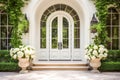 Entrance In A Beautiful Modern House with arched front door