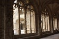 Arched window of the cloister of Jeronimos Monastery Royalty Free Stock Photo