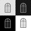 Arched window icon isolated on black, white and transparent background. Vector