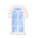 Arched window in medieval architectural style isolated