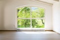 Arched window overlooking the garden