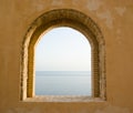 Arched window on the sea Royalty Free Stock Photo