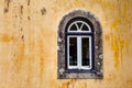 Arched Window on Yellow Wall of Pena Palace, Sintra Royalty Free Stock Photo