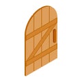 Arched wooden door icon, isometric 3d style