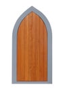 Arched wooden door isolated.