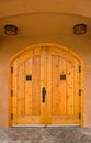 Arched wooden doorway