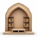 Modern Bookcase With Ottoman Caliphate Design - 3d Render