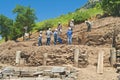 Archeoligists at excavation sight