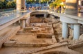 Archeological excavation site under main entrance to Acropolis Museum - Mouseio Akropolis - in ancient old town borough of Athens