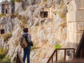 Archeological remains of the Lycian rock cut tombs in Myra, Turkey Royalty Free Stock Photo