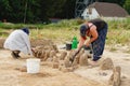 Archeological tools, Archeologist working on site, hand and tool. Royalty Free Stock Photo