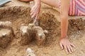 Archeological tools, Archeologist working on site, hand and tool. Royalty Free Stock Photo