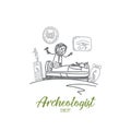 Archeologist concept. Hand drawn isolated vector Royalty Free Stock Photo