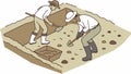 Archeologists Digging Site, History, Discovery, and Ancient Artifacts, vector design Generative AI Royalty Free Stock Photo