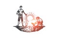 Archeology, ancient, luck, artifacts, fossil concept. Hand drawn isolated vector.