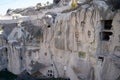 Archeology background of an ancient Cappadocia town. Royalty Free Stock Photo