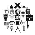 Archeology icons set, simple style