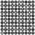 100 archeology icons set black circle Royalty Free Stock Photo