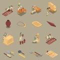 Archeology Isometric Icons Set