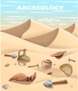 Archeology and paleontology concept archaeological excavation Web site page and mobile app design element. ancient history