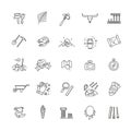 Archeology vector line icons set Royalty Free Stock Photo