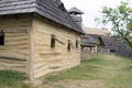 Archeoskanzen Modra, open air museum of Great Moravian settlement, Modra, Europe. Wooden houses with clay plaster