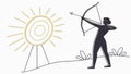 Archer Aiming at Target with Sun Behind - Focus and Precision, vector design Generative AI Royalty Free Stock Photo