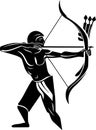 Archer. Archery vector logo. Man aiming his bow with arrows. Royalty Free Stock Photo