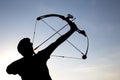 Archer drawing his compound bow silhouette