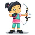 Archer Girl Aiming Target Royalty Free Stock Photo