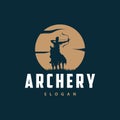 Archer logo vector silhouette warrior archery simple design bow and arrow template illustration Royalty Free Stock Photo
