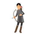 Archer in medieval outfit colorful character Illustration Royalty Free Stock Photo