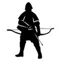 archer player silhouette. silhouette of archer player gestures, poses, expressions Royalty Free Stock Photo