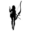 archer player silhouette. silhouette of archer player gestures, poses, expressions Royalty Free Stock Photo