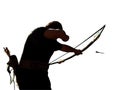 Archer silhouette. A shooting arrow flying in a white background.