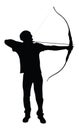 Archer silhouette symbol, sportsman holds the bow and arrow.