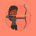 Archer training with the bow vector illustration.