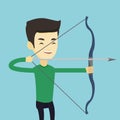 Archer training with the bow vector illustration.