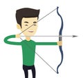 Archer training with the bow vector illustration.