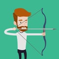 Archer training with the bow vector illustration.