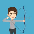 Archer training with the bow vector illustration.