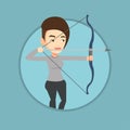 Archer training with the bow vector illustration.