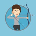 Archer training with the bow vector illustration.