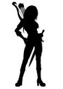 Archer woman silhouette Royalty Free Stock Photo