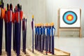 Archery arrows with targets Royalty Free Stock Photo