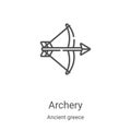 archery icon vector from ancient greece collection. Thin line archery outline icon vector illustration. Linear symbol for use on